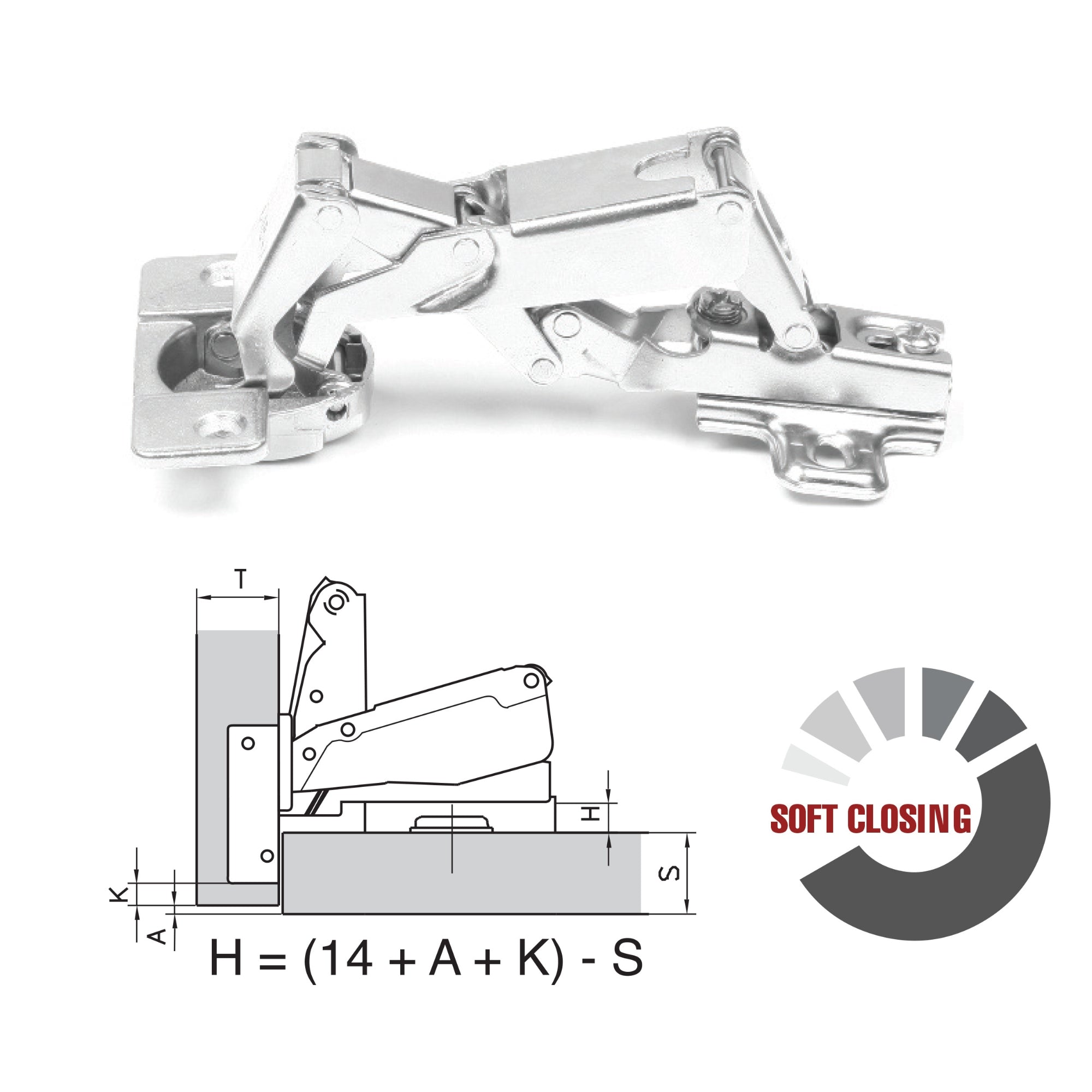 ROCO 165 Degree Soft Close 4 Hole Base Plated Cupboard Hinge