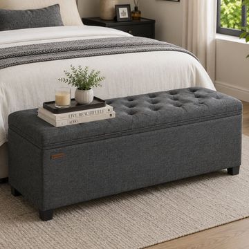 Songmics Storage Chest Ottoman Sofa Bench, Dark Grey