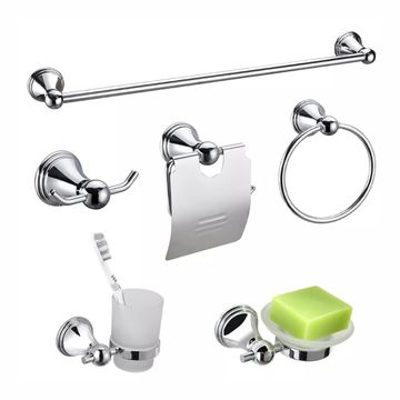 Bathroom Accessories, 6-Piece, Chrome Plated Zinc 13800-2
