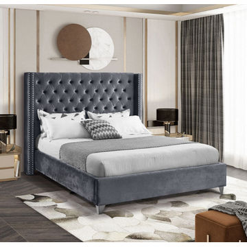 Kimberly Sleigh Bed King -Grey