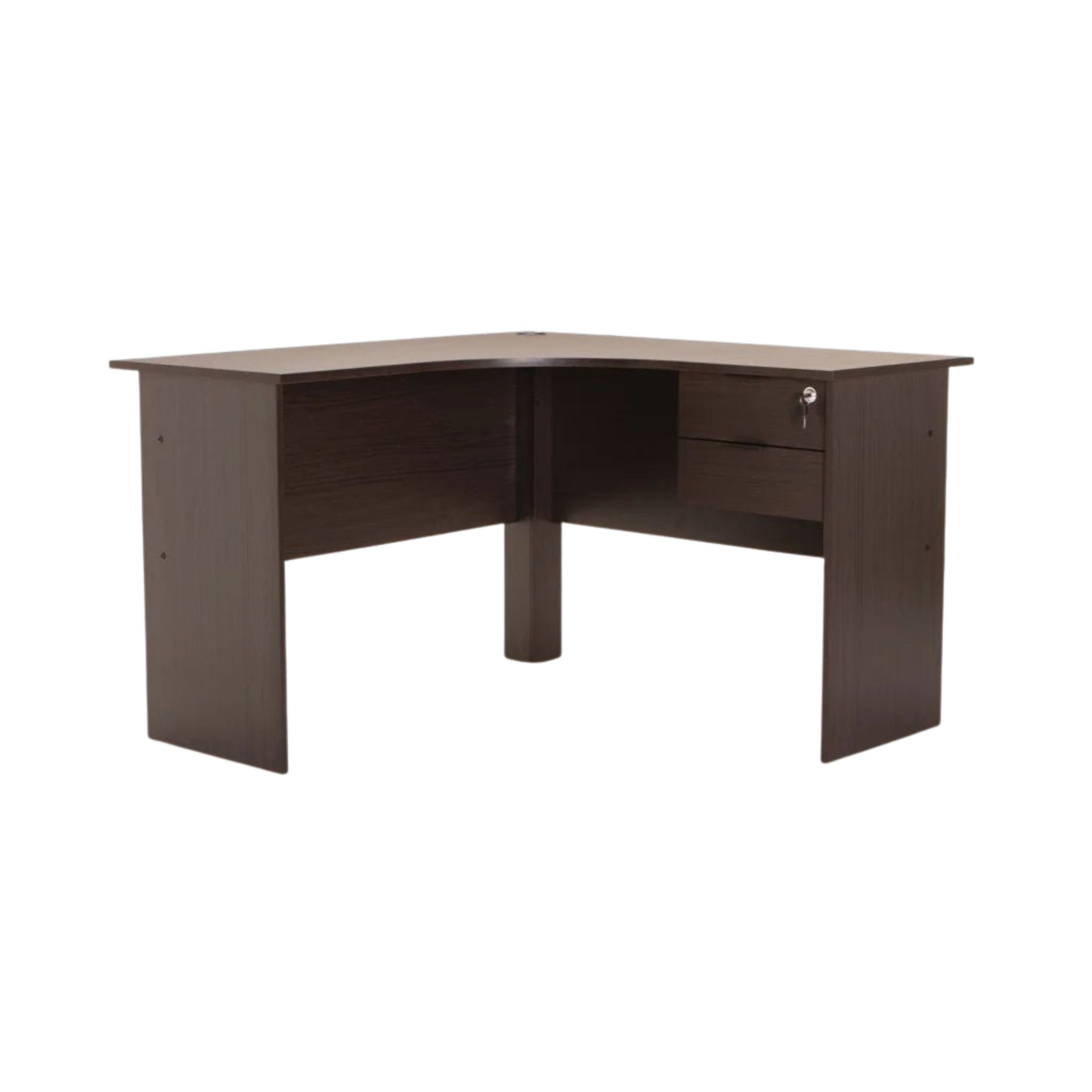 120cm Corner Office Desk with 2 Drawers - Wenge