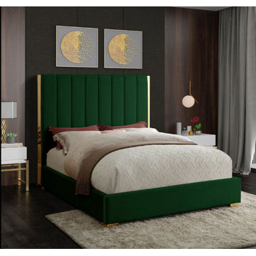 Harper Sleigh Bed Queen -Green