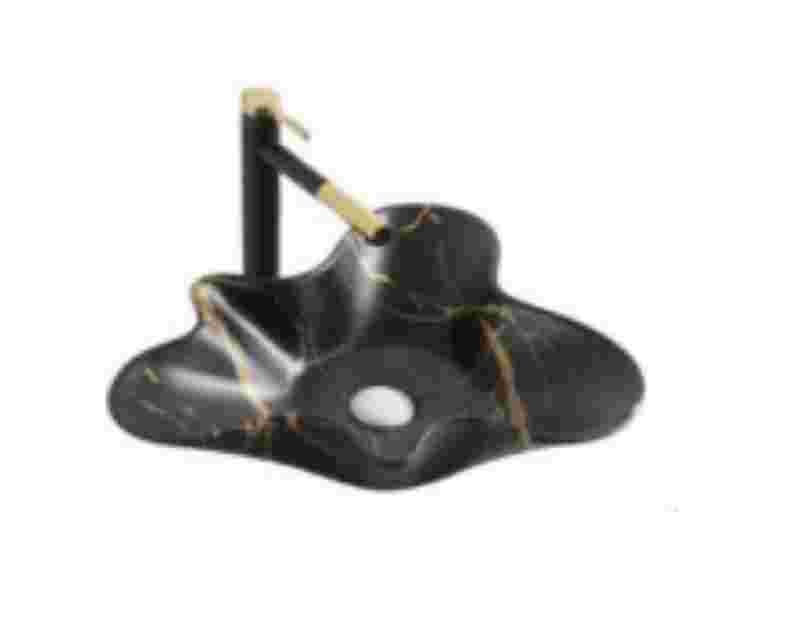 Counter top Ceramic Basin / table top - Bat - Black & Gold Marble