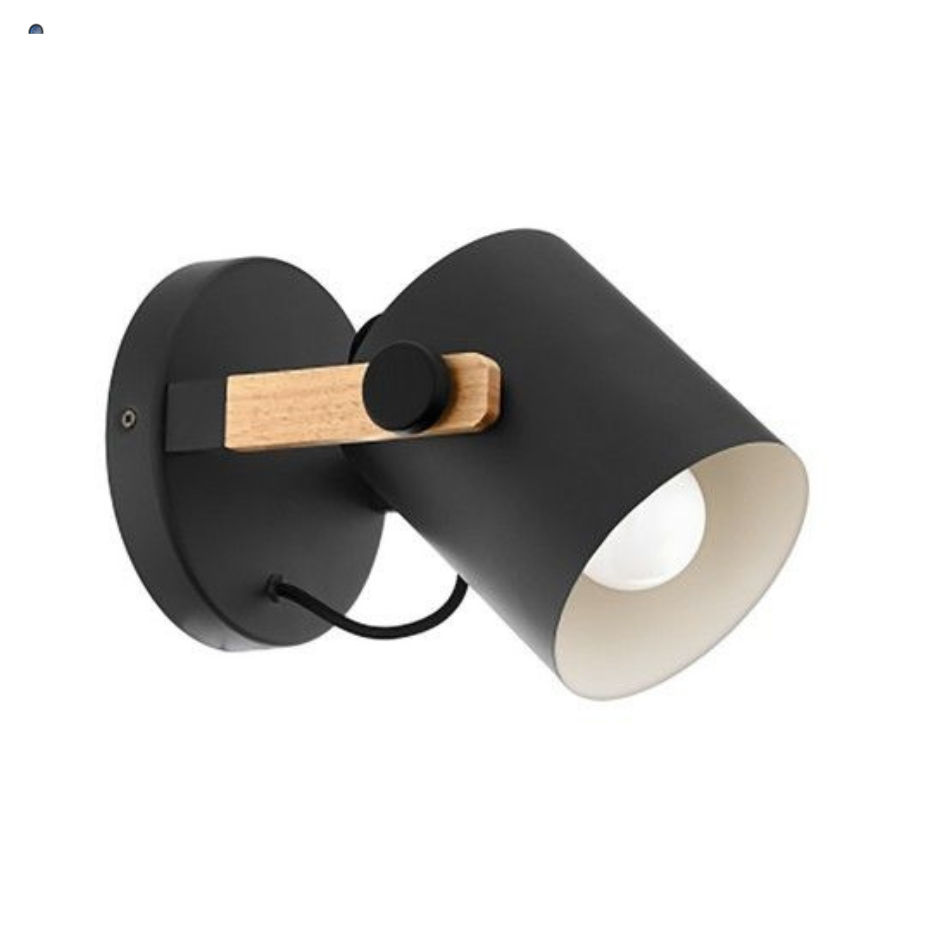 Heston T/Lamp 160mm Black & Natural Wood