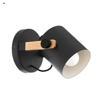 Heston T/Lamp 160mm Black & Natural Wood