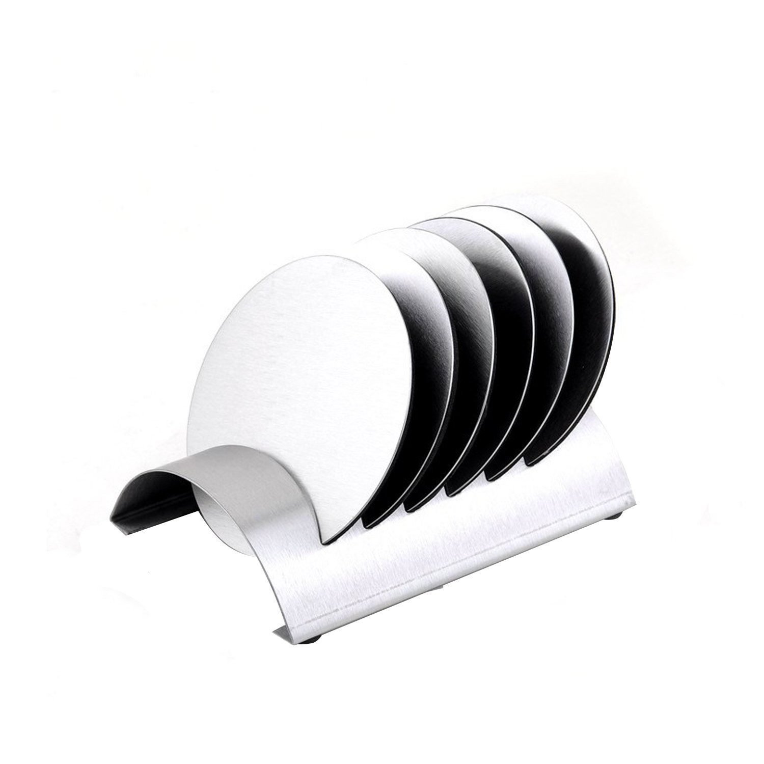6Pcs Stainless Steel Coasters with Holder