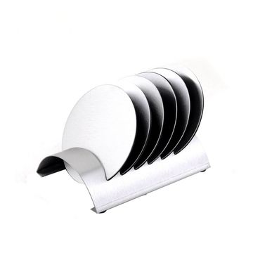 6Pcs Stainless Steel Coasters with Holder
