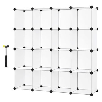 MULTI-PURPOSE 16-CUBE STORAGE ORGANIZER WHITE