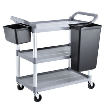 Plastic tea trolley - 3 tier, with bins - SMARTCHEF