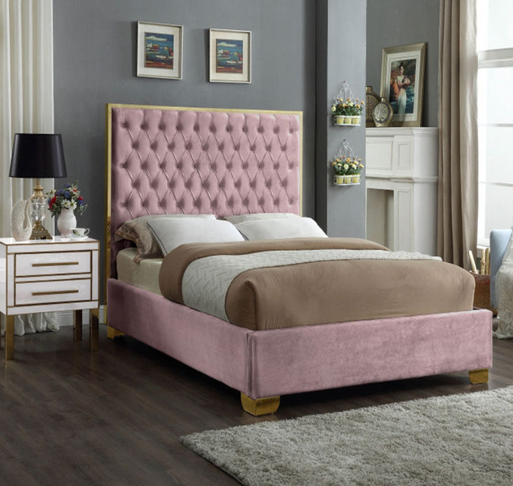 Lucasta Sleigh Bed Double -Pink