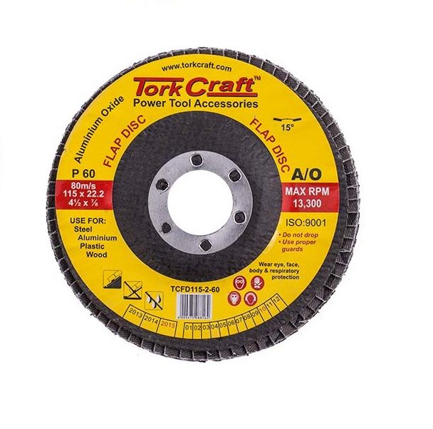 Tork Craft - Flap Disc 115mm 15 Deg.Angle 60Grit A/O - 20 Pack