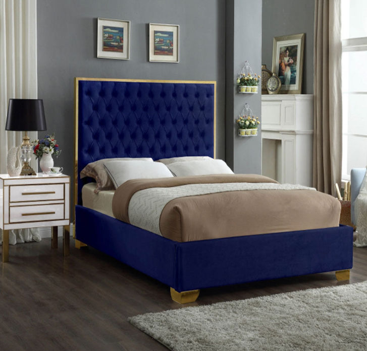 Lucasta Sleigh Bed King -Blue