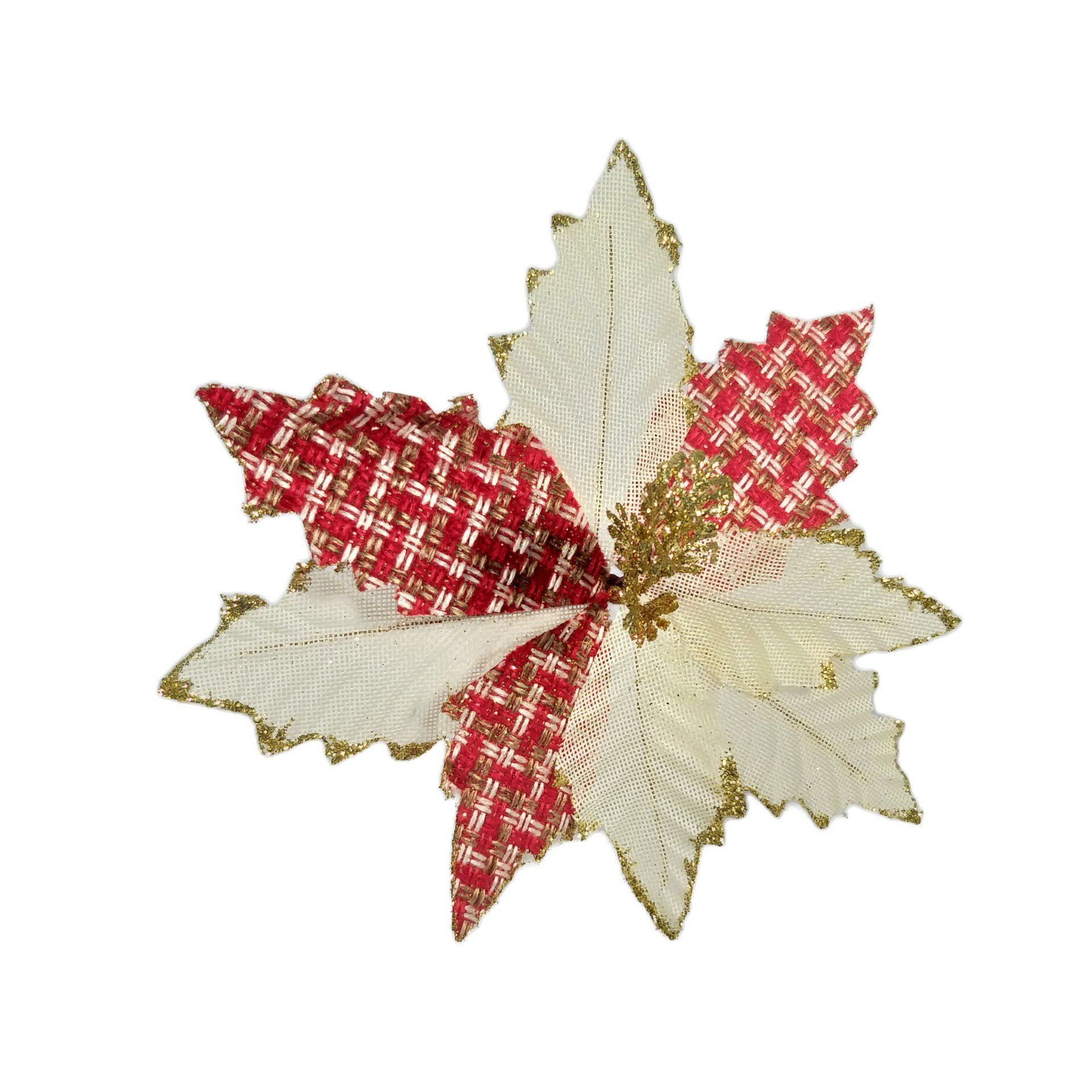 RED AND WHITE POINSETTIA 26CM