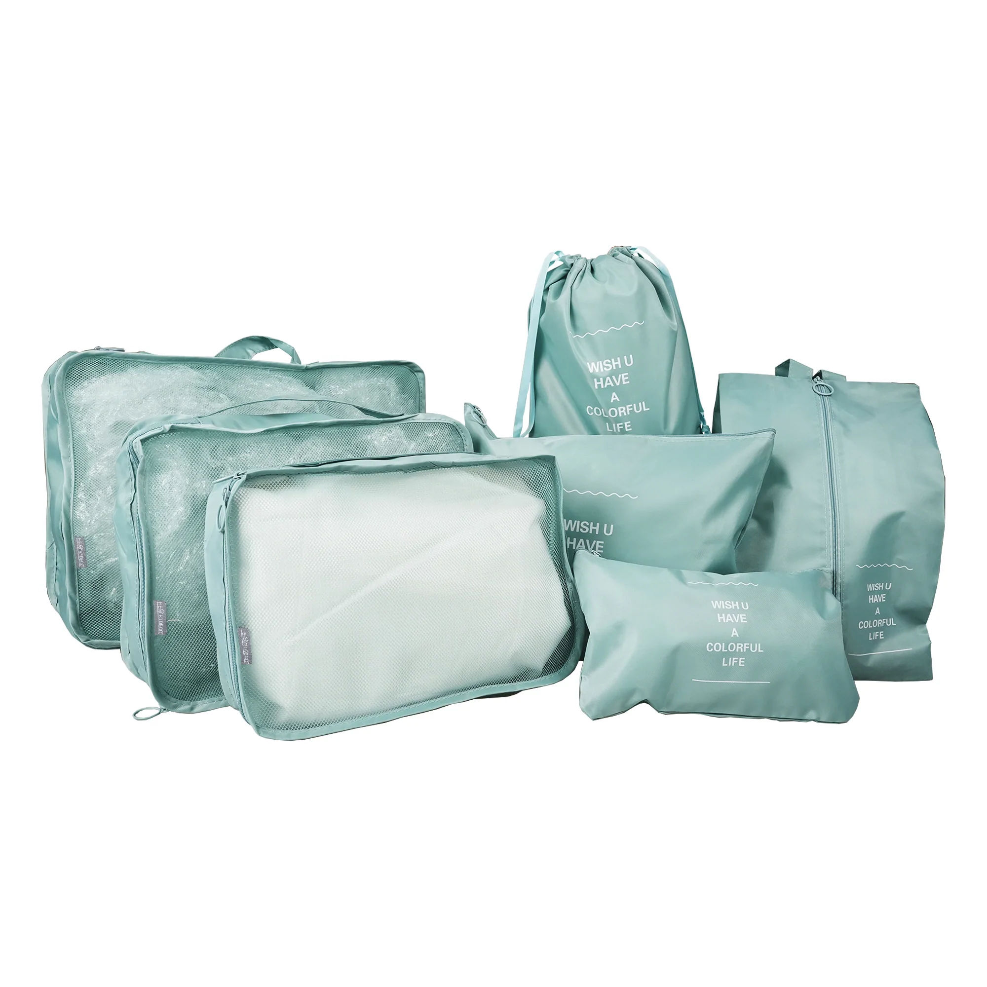 7PCs Travel Luggage Clothing Packing Bags Set- Blue