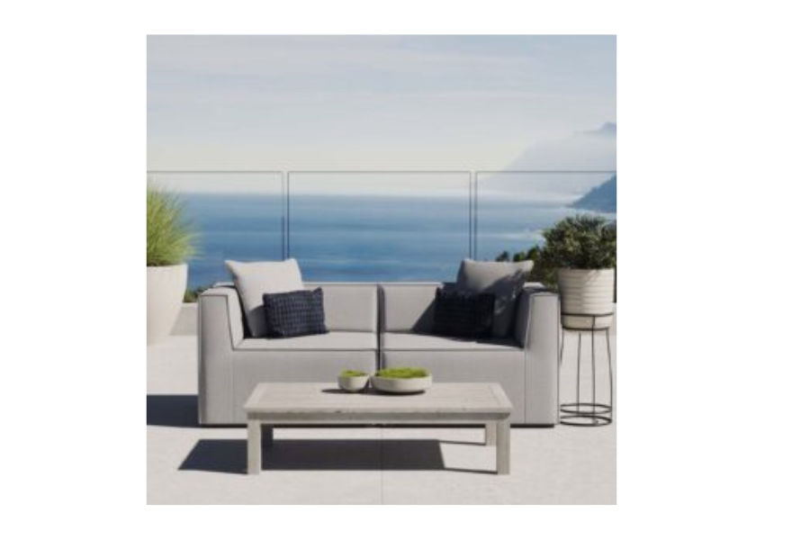 QandAHome-Luna Outdoor Modular Patio Sectional - Grey - 2 Seater