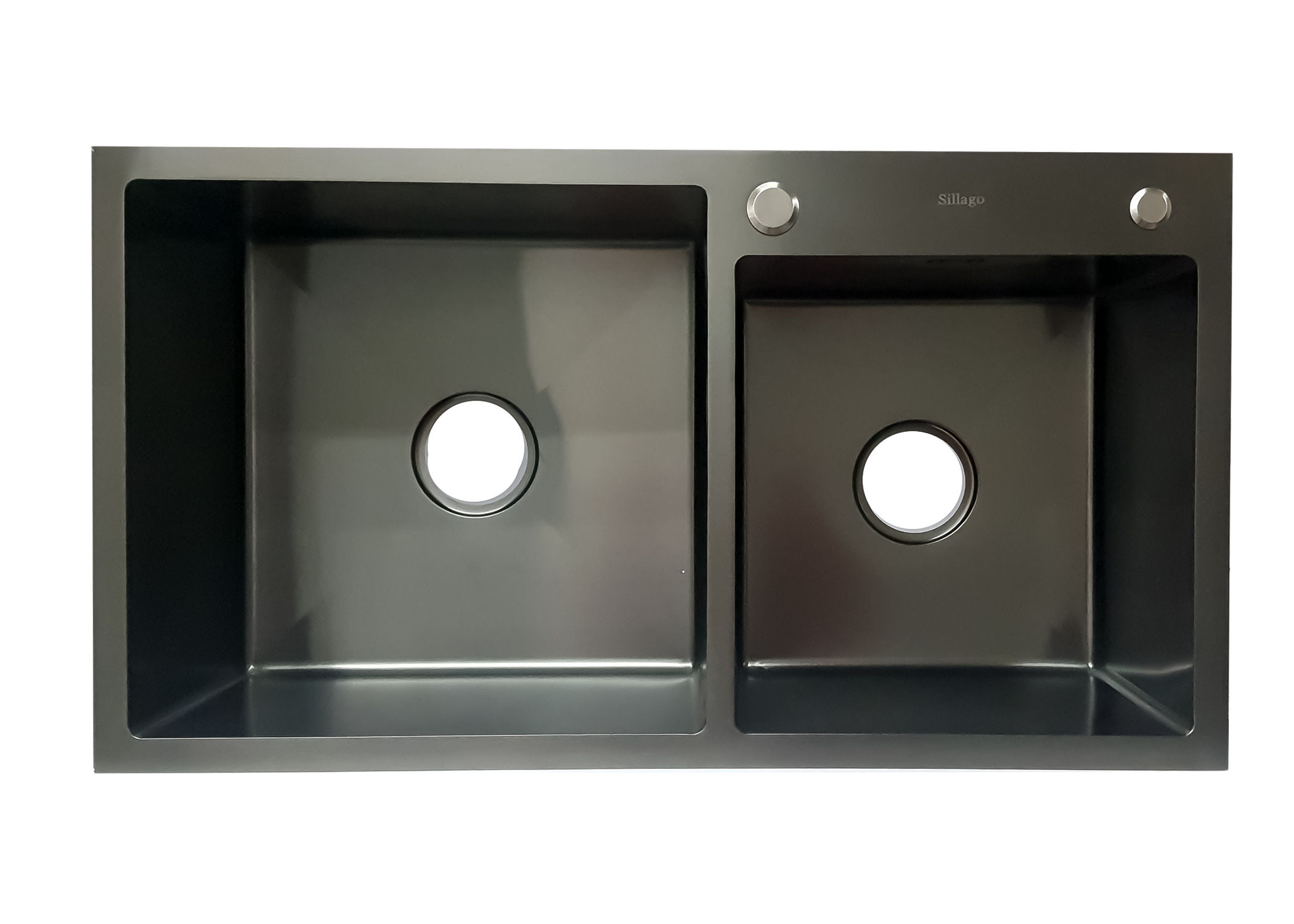 Sillago Desdemona Sqaure Double Bowl Kitchen Sink Charcoal
