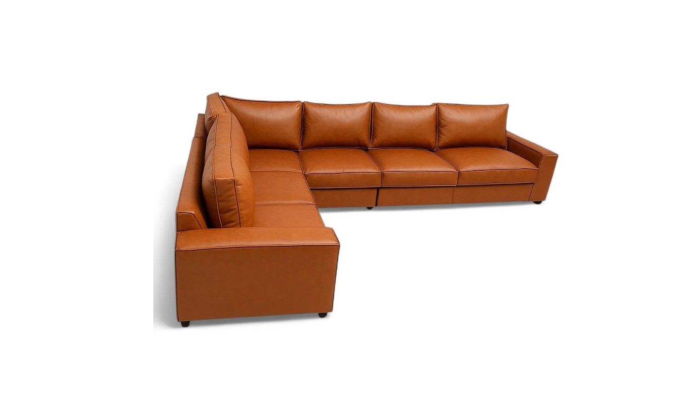 Amsterdam Leather Couch Windsor Tan Left Sided