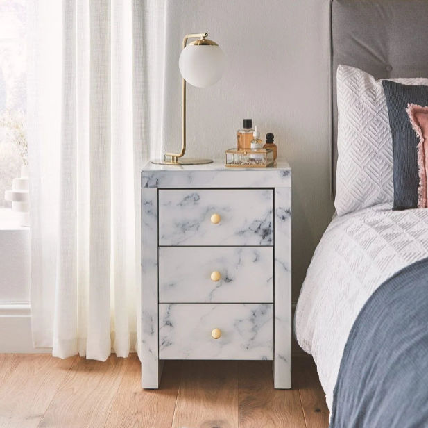 Levona Marble Pedestal With 3 Drawers