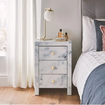 Levona Marble Pedestal With 3 Drawers