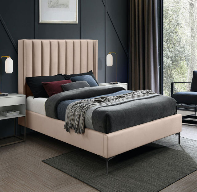 Sabella Sleigh Bed Double -Pink