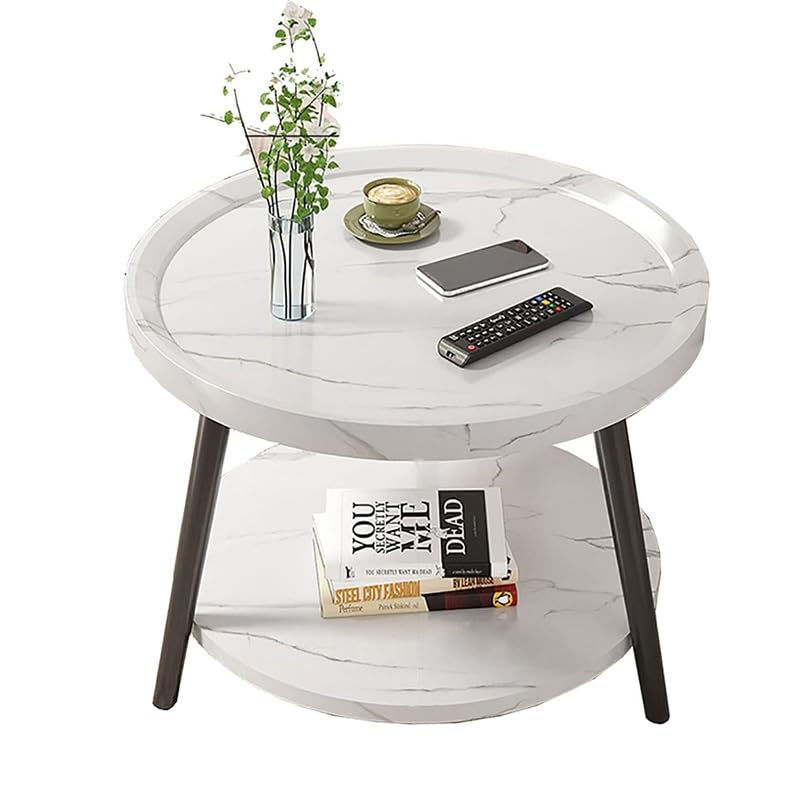 Coffee Table, Living Room Table with 2-Tier Storage Shelf, Modern Center Table, for Living Room Home Office 50cm