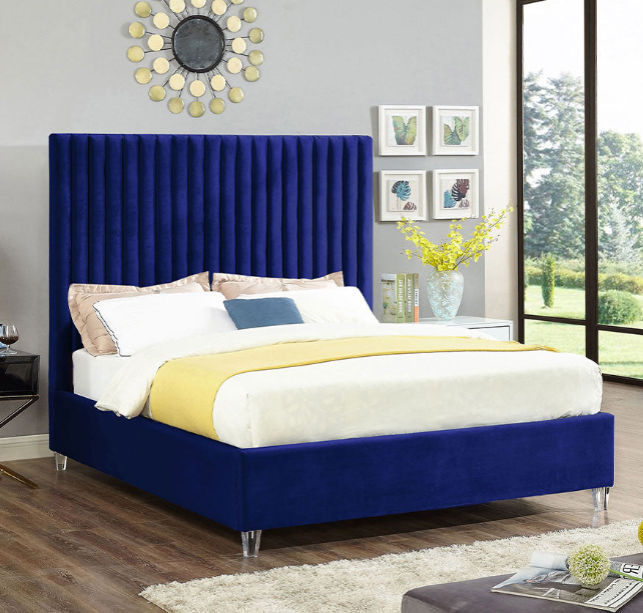Mendora Sleigh Bed Double -Royal Blue