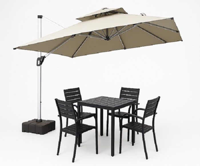 Prestige Home - Outdoor Khaki Umbrella and Chia 4 Seater Patio set Combo Special