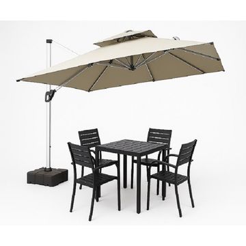 Prestige Home - Outdoor Khaki Umbrella and Chia 4 Seater Patio set Combo Special