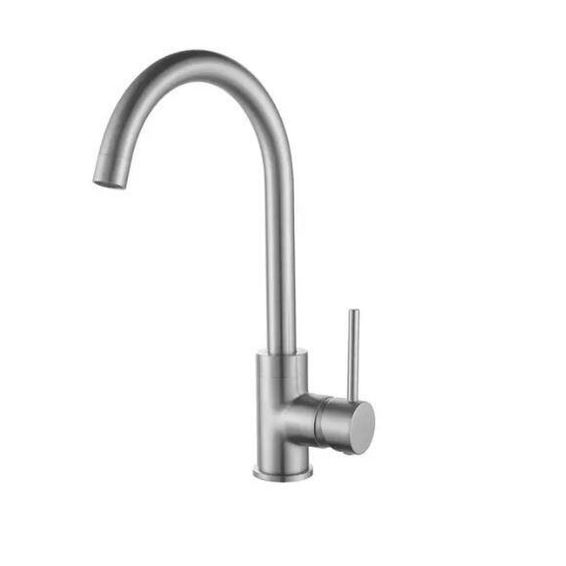 Bijiou Kitchen Sink Mixer Tap Deck Satin Nickel H41Cm Spout Reach 22.5Cm