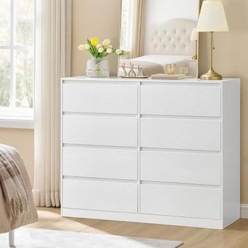 Bragg Verona Chest of Drawers Storage Dresser, 8 Drawers, White