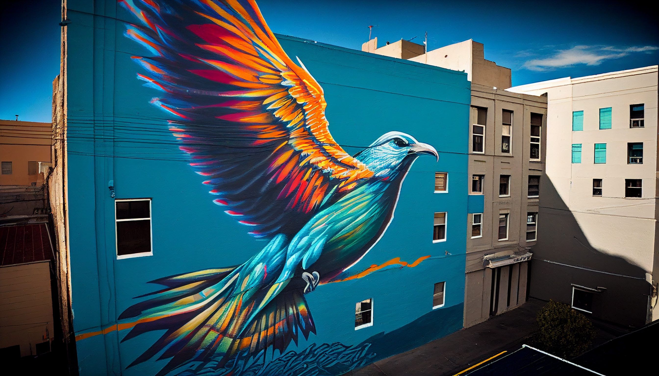 Canvas Wall Art-Bird Street Art  B1031