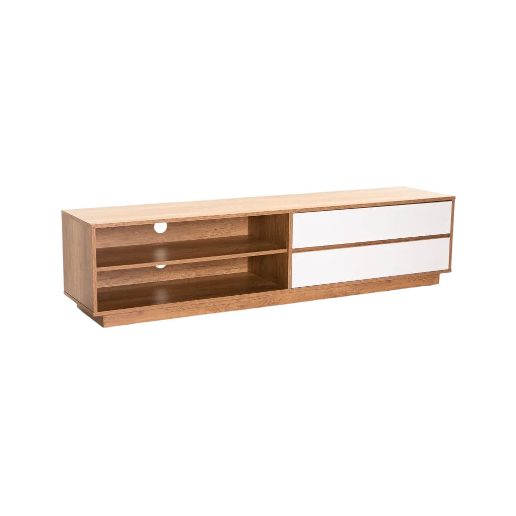 Vividitto - Jicama 180cm  2 Drawer TV Unit - Wild Oak/White