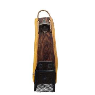 Tambotie Live Edge Wood Wall Bottle Opener with Catch Basketwith