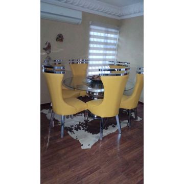 6 Seater Stainless Steel Round Dining Room Suite