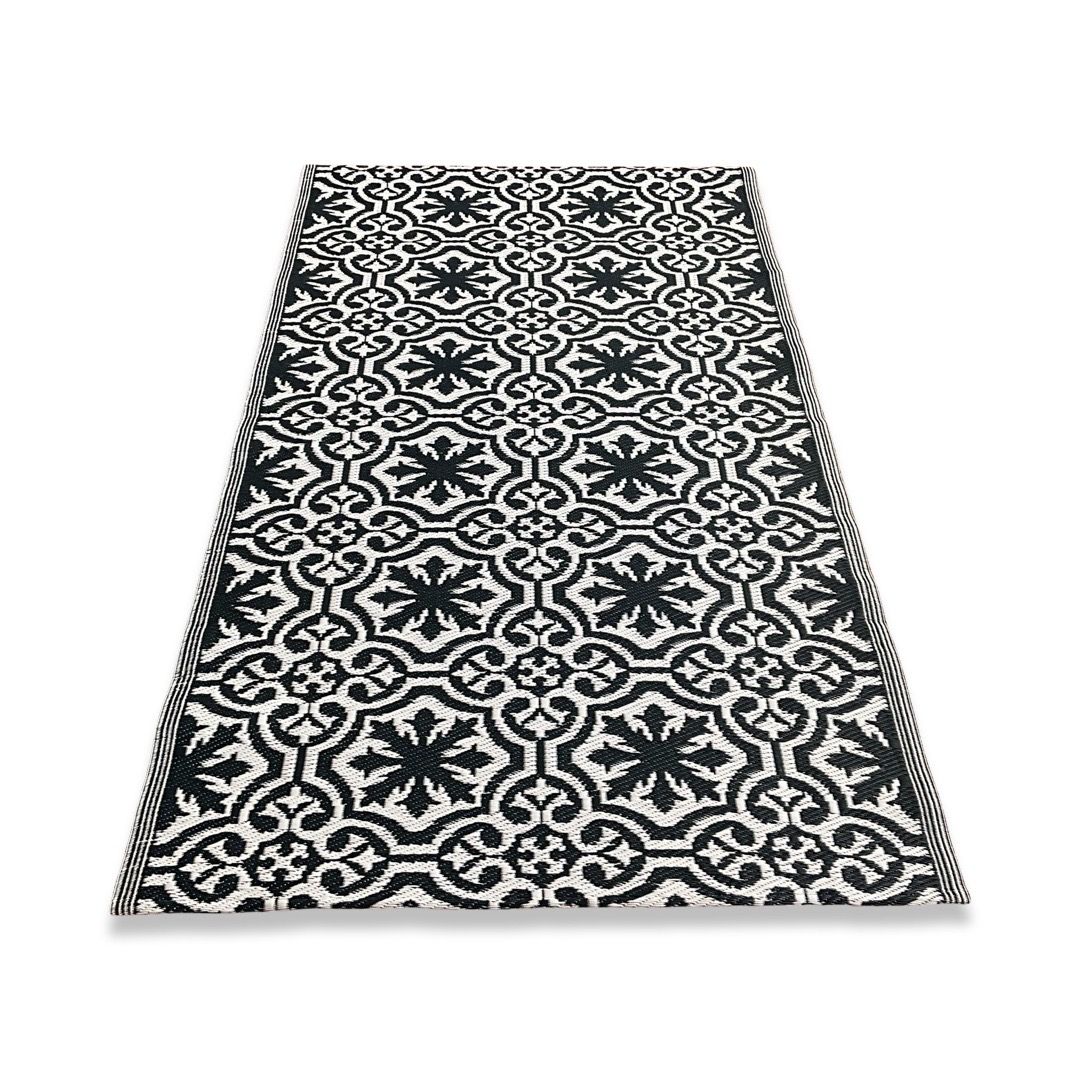 Rug It Up Indoor & Outdoor Plastic Waterproof Reversible Rug - Dark Blue Clover 2 x 1.2m