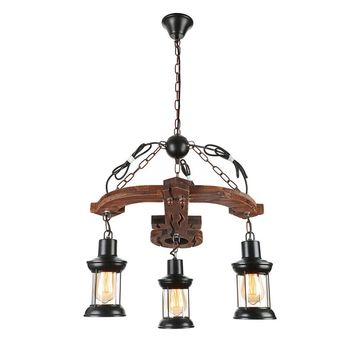 Anchor Style Iron - Wood and Glass Pendant Light FS-CD3 - EMS
