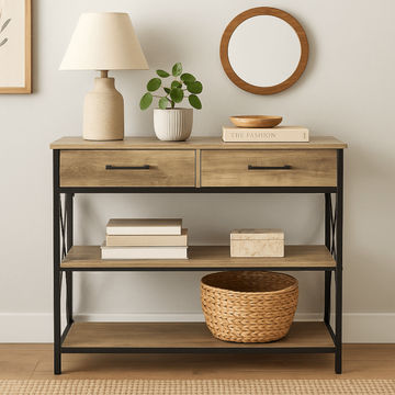 Silverton Two-Drawer Entryway Console Table – Stonewood Finish