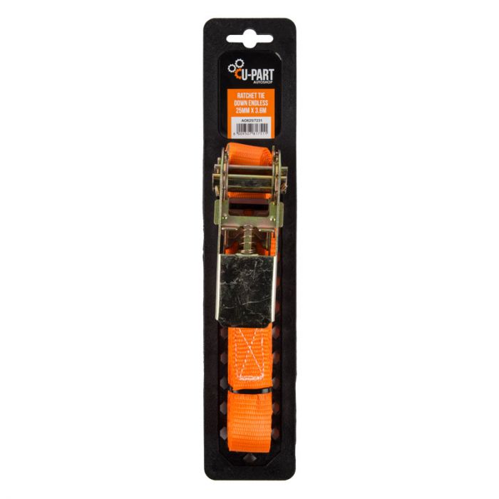 U-Part Tie Down Ratchet - Endless - 25mm x 3.6M - Bulk Pack of 4