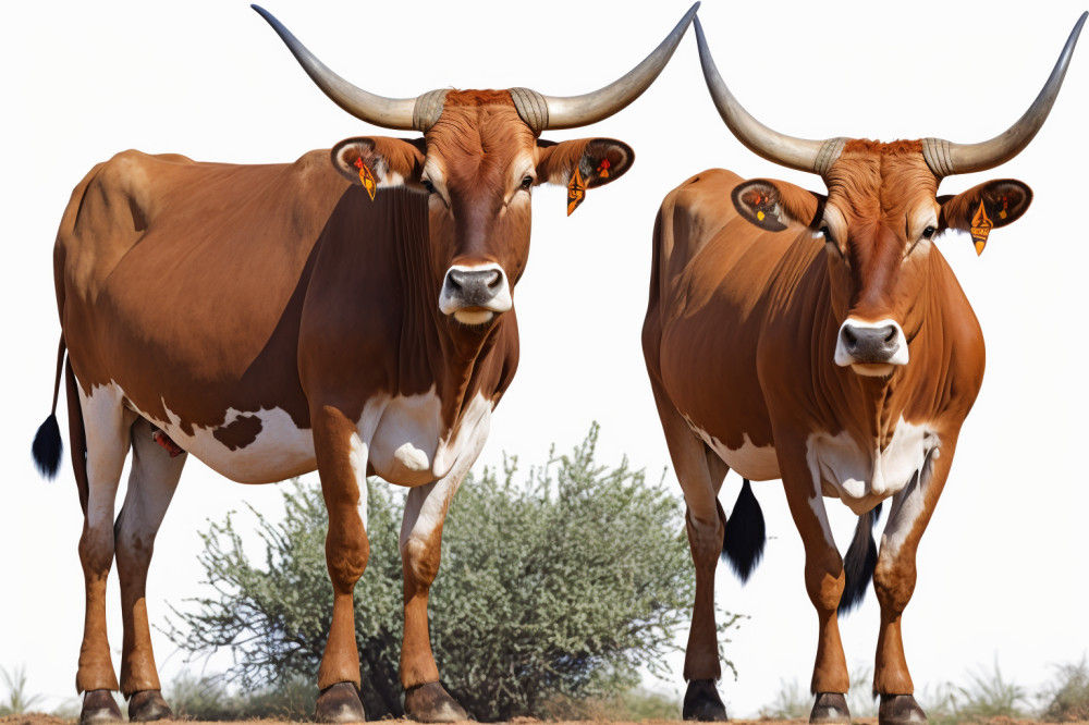 Canvas Wall Art - Two Afrikaner Cattle Standing - B1427 - [120 x 80 cm]