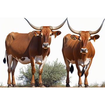 Canvas Wall Art - Two Afrikaner Cattle Standing - B1427 - [120 x 80 cm]