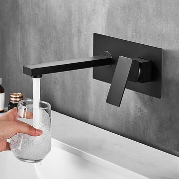 HOMZ MATT BLACK WALL MOUNT BASIN FAUCET