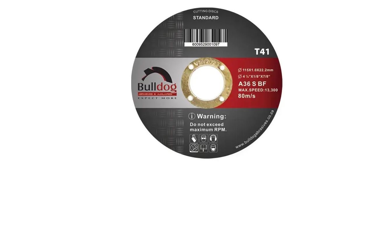 Bulldog Standard Steel Cutting Disc, 115mm x 1.0mm x 22.2mm (4 pack) BY WOODLY