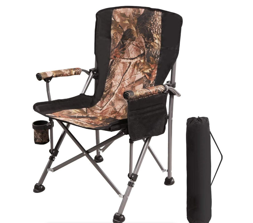 Folding Camping Chair with Cup Holder and Side Pocket