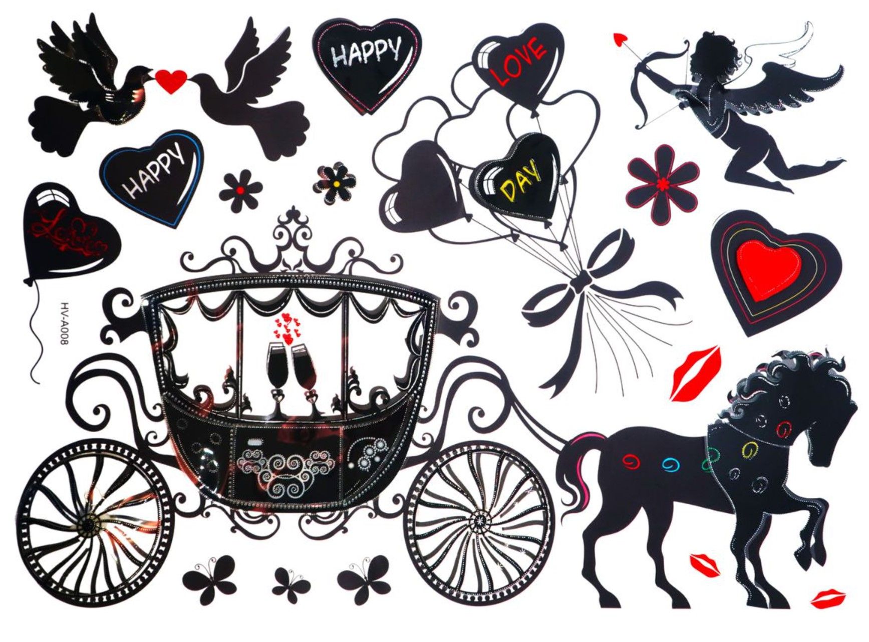 5D Wall Art Lovers Carriage Sticker Sheet