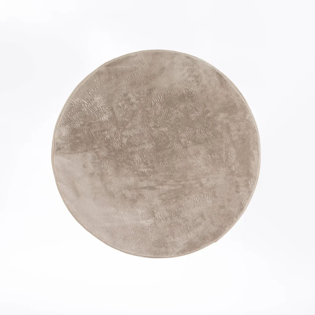 Ariel Round Faux Fur Rug in Light Grey – Ultra Soft Plush Accent Rug for Living Room, Bedroom, or Nursery