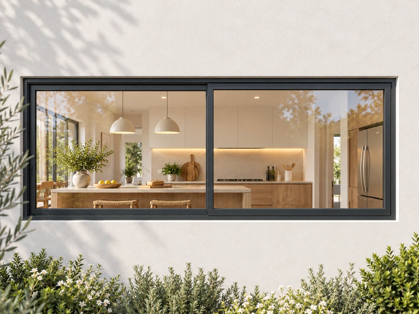 Kenzo Aluminium Sliding Window - Charcoal, 1800 600 mm, Two Sliding Panels