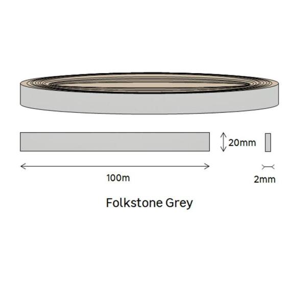Edging PVC Roll Folkstone Grey-2mm thick-w20mmxl100m