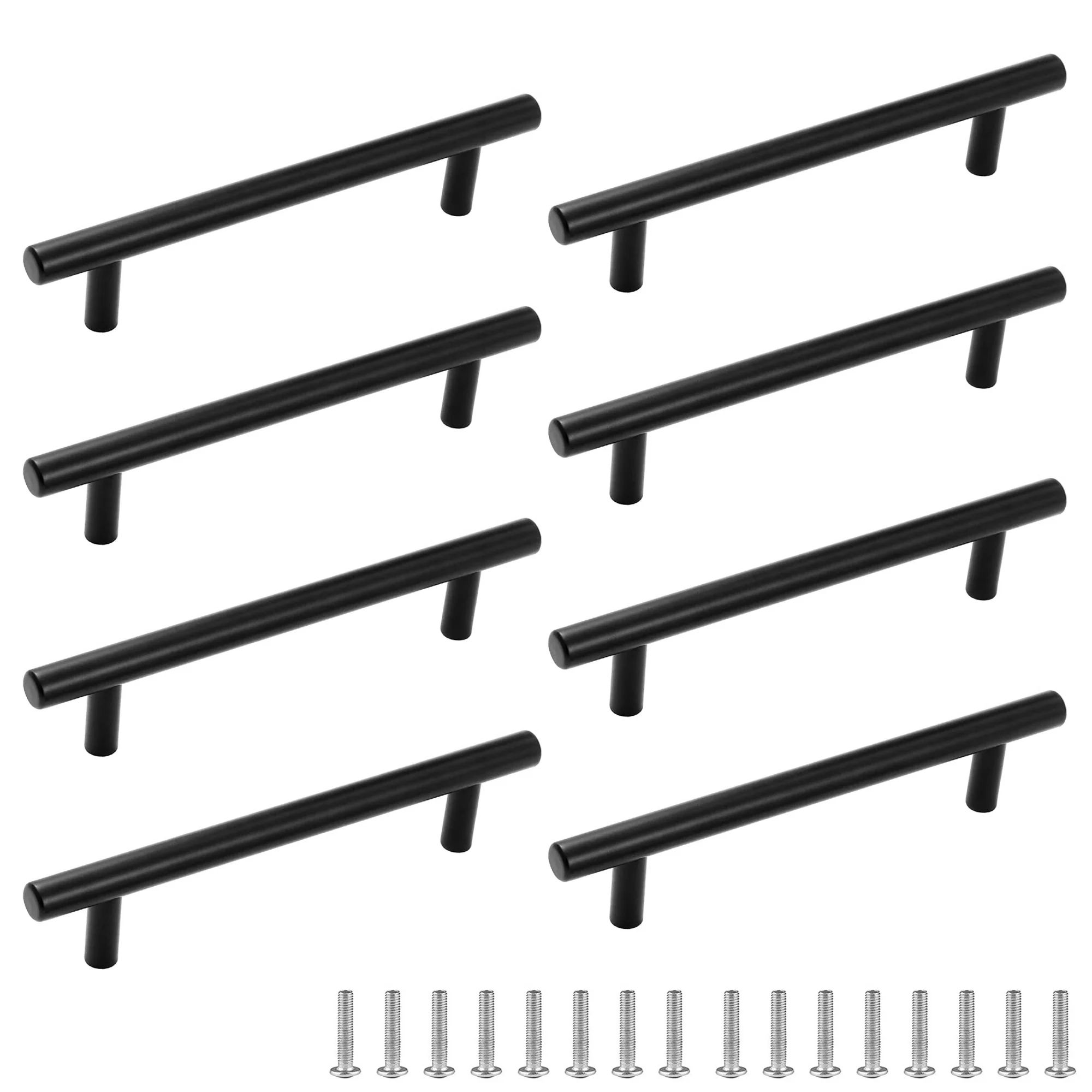 Pack of 8 Cabinet Handles Drawer Pulls - 12.8cm Black