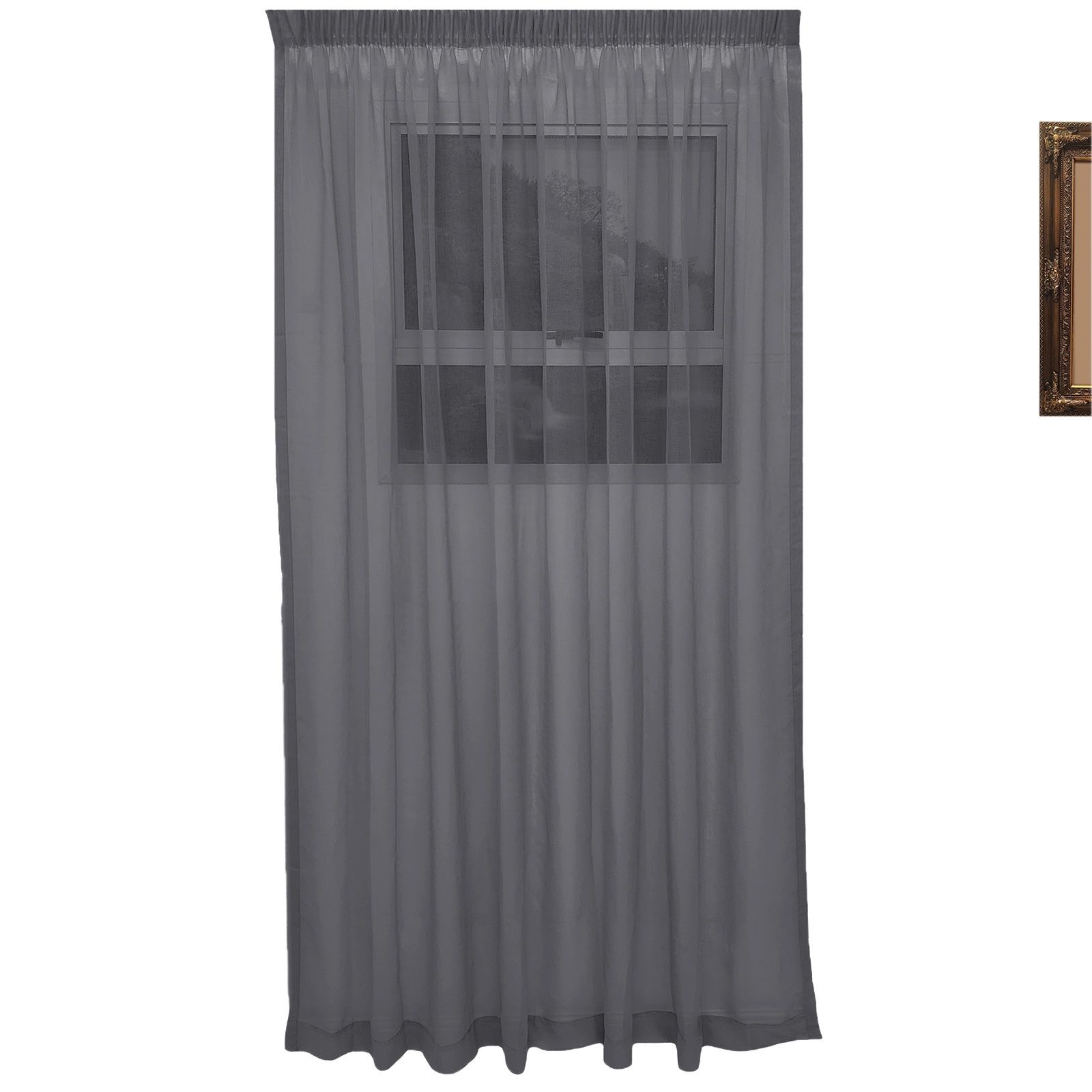 Matoc Designs Curtain - Mystic Voile - Dark Grey - Taped - 140cm W x 250cm H