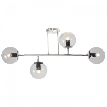 Satin Chrome Ceiling Fitting with Clear Glass